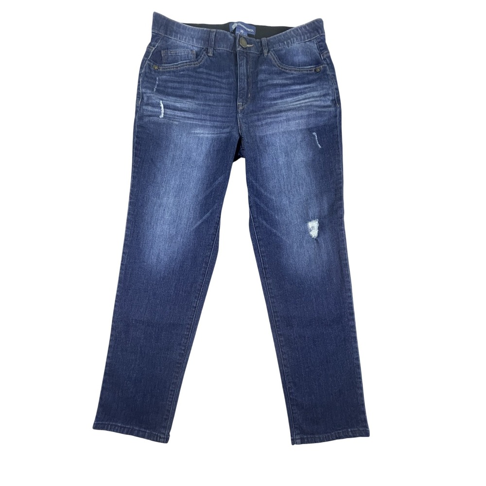 Democracy Jeans Womens 10 Blue Ab solution Straight Leg Distressed Stretch Denim